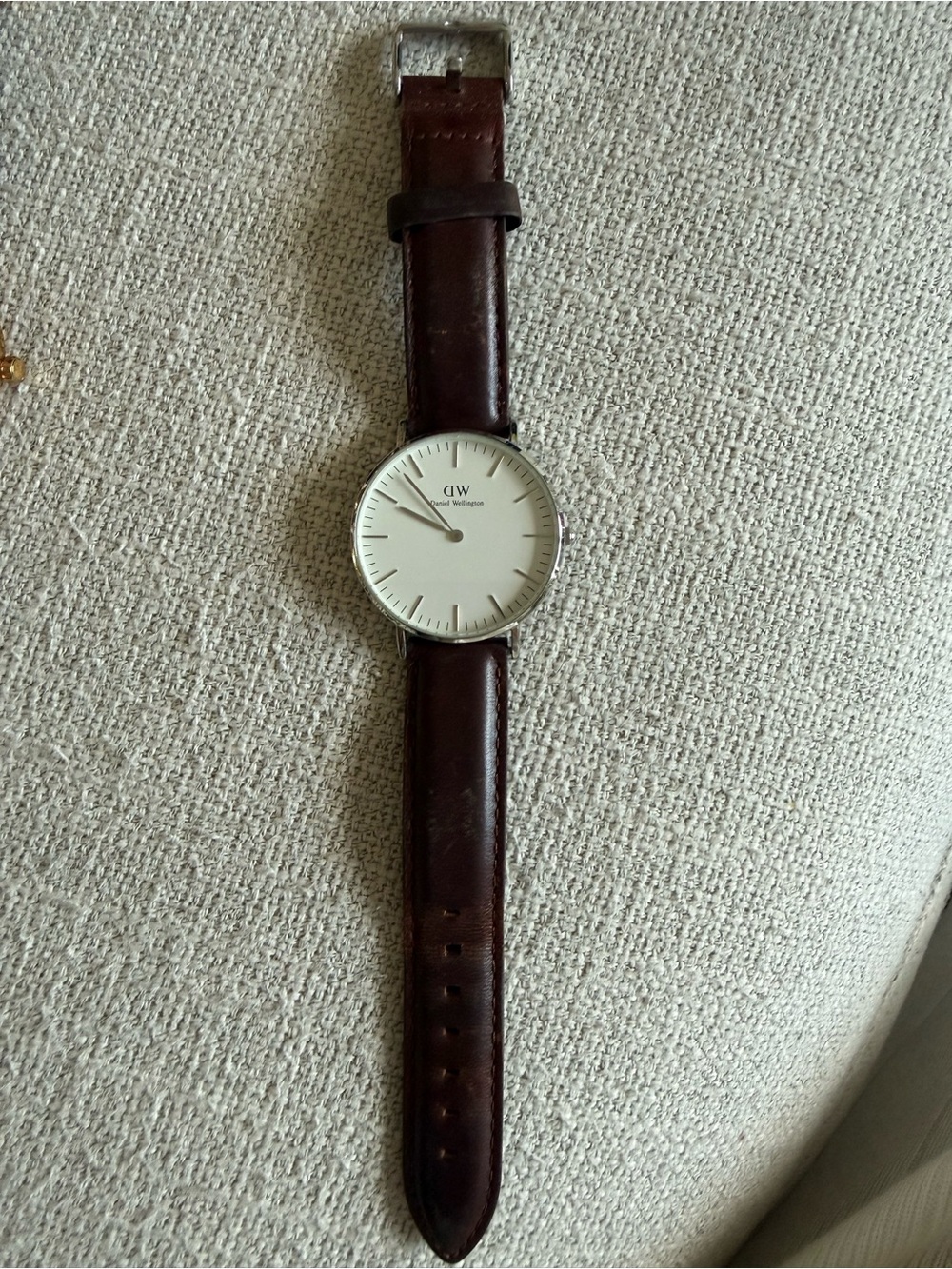 Daniel Wellington Brown Leather Strap Watch with White Dial